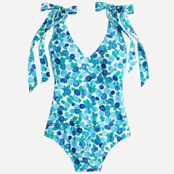 J. Crew Other - J Crew Eco bow one-piece in blueberry floral Colorful Swimming Suit with Padding